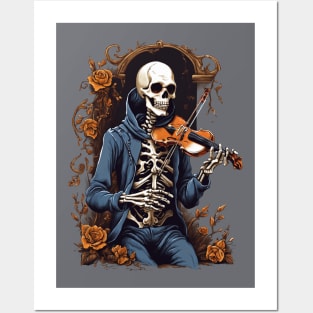 Skeleton Playing the Violin Posters and Art